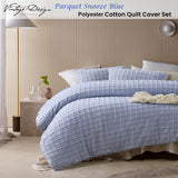 Vintage Design Homewares Parquet Snooze Blue Polyester Cotton Quilt Cover Set Single