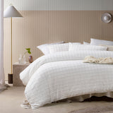 Vintage Design Homewares Parquet White Polyester Cotton Quilt Cover Set Single