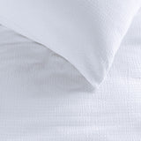 Bedding House Summer White Seersucker Cotton Quilt Cover Set Queen