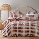 Vintage Design Homewares Tempo Red Cotton Jacquard Quilt Cover Set Queen