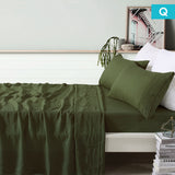 Vintage Design Homewares 100% Linen Olive Sheet Set Queen