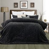Jane Barrington Arna Charcoal 3 Pcs Channel Faux Bunny Fur Comforter Set King