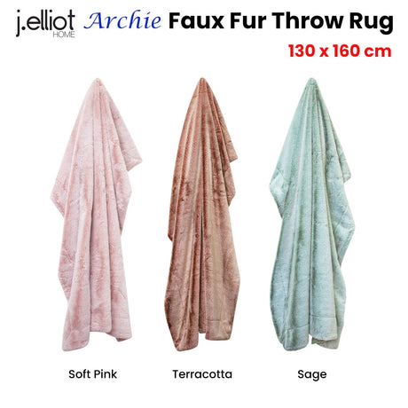 J Elliot Home Archie Sage Faux Fur Throw 130 x 160cm