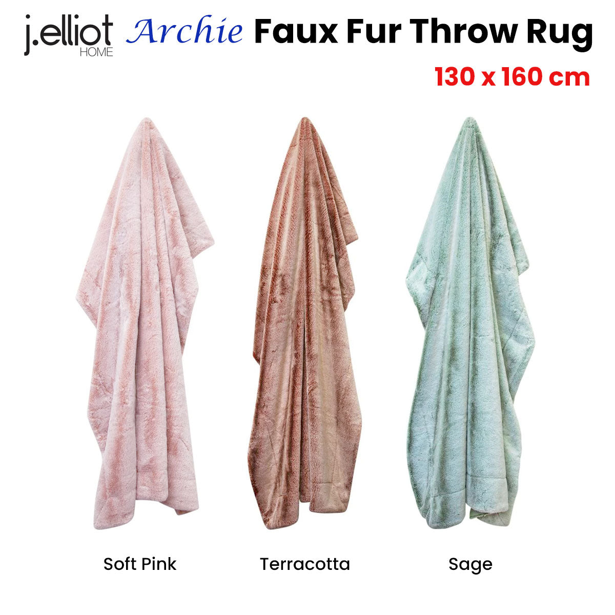 J Elliot Home Archie Soft Pink Faux Fur Throw 130 x 160cm