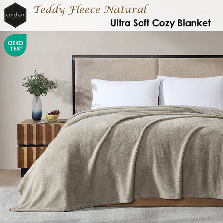 Ardor Teddy Natural Ultra Soft Cozy Fleece Blanket Queen