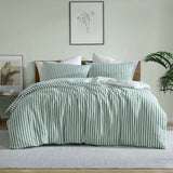 Ardor Frankie Sage Stripe Yarn Dyed Reversible Quilt Cover Set Queen