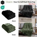 Ardor Clayton Faux Fur Soft Plush Throw Rug 130x170cm Khaki