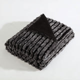 Ardor Cole Ash Striped Faux Fur Soft Plush Throw Rug 130x170cm
