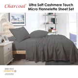 Shangri La Cashmere Touch Micro Flannelette Sheet Set Charcoal Queen