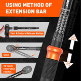 3Pc 1/4" Drive Click Torque Wrench Ratchet Socket Adaptor Extension WorkShop
