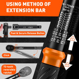 3Pc 1/2" Drive Click Torque Wrench Ratchet Socket  Adaptor Extension WorkShop