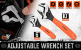 2x Adjustable Wrench Set 6" 10" Wide Jaw Spanner Cr-V Steel Workshop Metric SAE