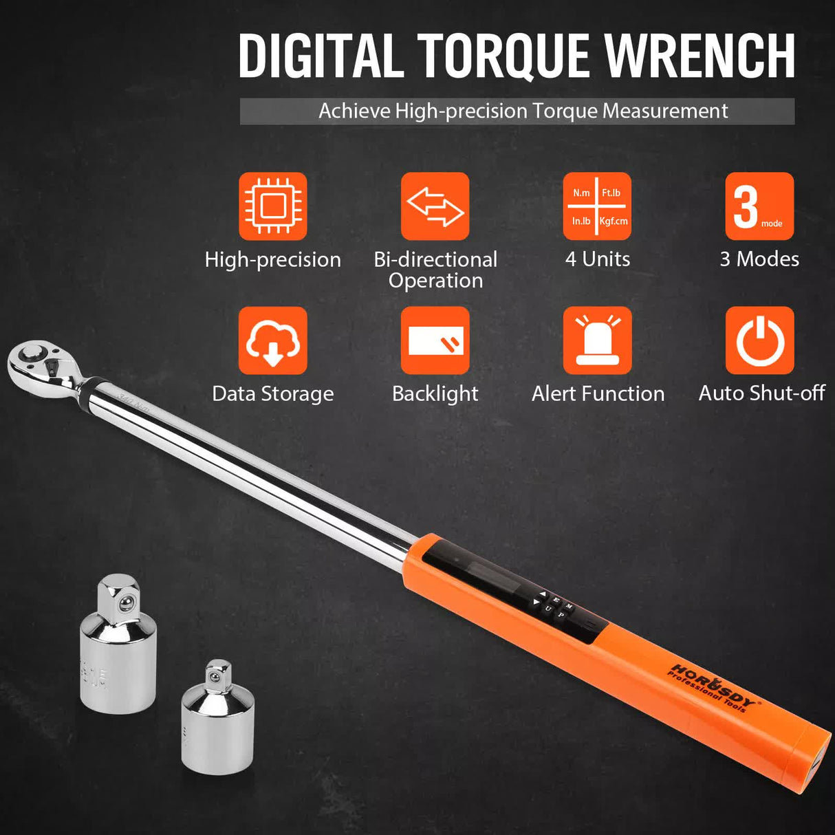 3Pc 1/2" Digital Torque Wrench Set Adjustable 17-340N.m / 25-250ft.lb Motorcycle