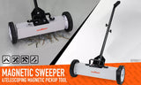 18Inch Magnetic Pick Up Sweeper With Wheels 45LBS Lawn Sweeper Roofing Tools