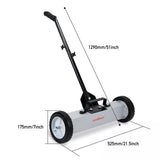 18Inch Magnetic Pick Up Sweeper With Wheels 45LBS Lawn Sweeper Roofing Tools