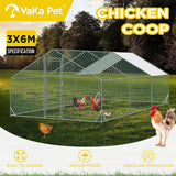 VaKa 3x6x1.95m Metal Walk-in Chicken Coop Rabbit Hutch Cage Hen House Chook Au