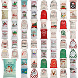 50x70cm Canvas Hessian Christmas Santa Sack Xmas Stocking Reindeer Kids Gift Bag, Cream - Delivery Enclosed Gift