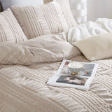 Tufted Boho Striped Embroidery Quilt/Doona/Duvet Cover Set - Queen Size