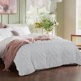 Tufted Boho Embroidery Quilt/Doona/Duvet Cover Set - White - King Size