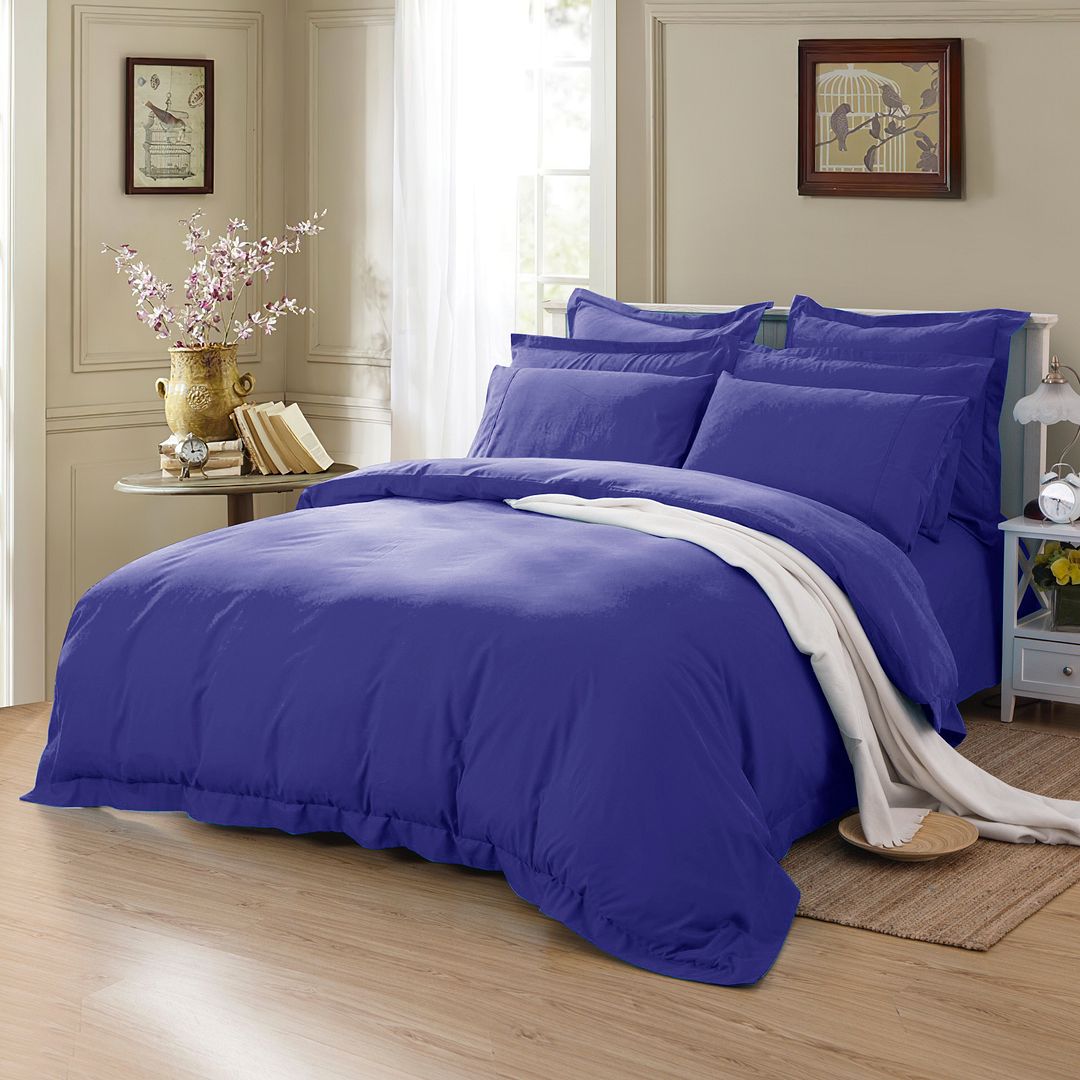 1000TC Tailored King Single Size Royal Blue Duvet Quilt Cover Set