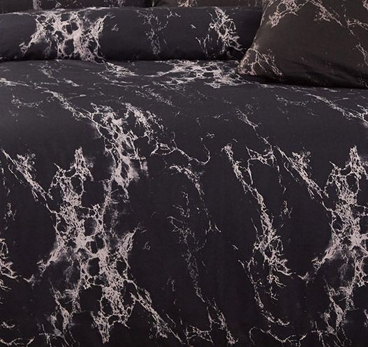 Black Marble Double Size Duvet Quilt Cover Set