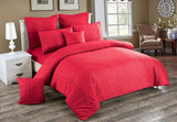 Seersucker Double Size Quilt/Duvet Cover Set - Red