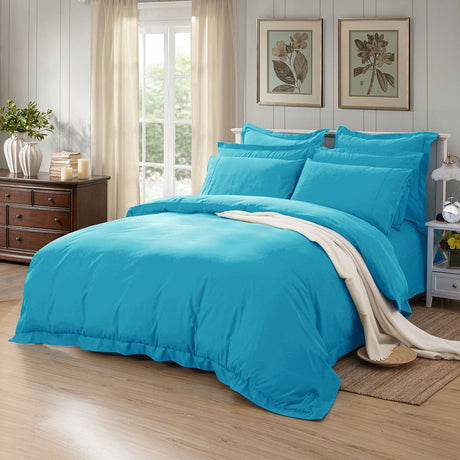 1000TC Tailored Super King Size Light Blue Duvet Quilt Cover Set