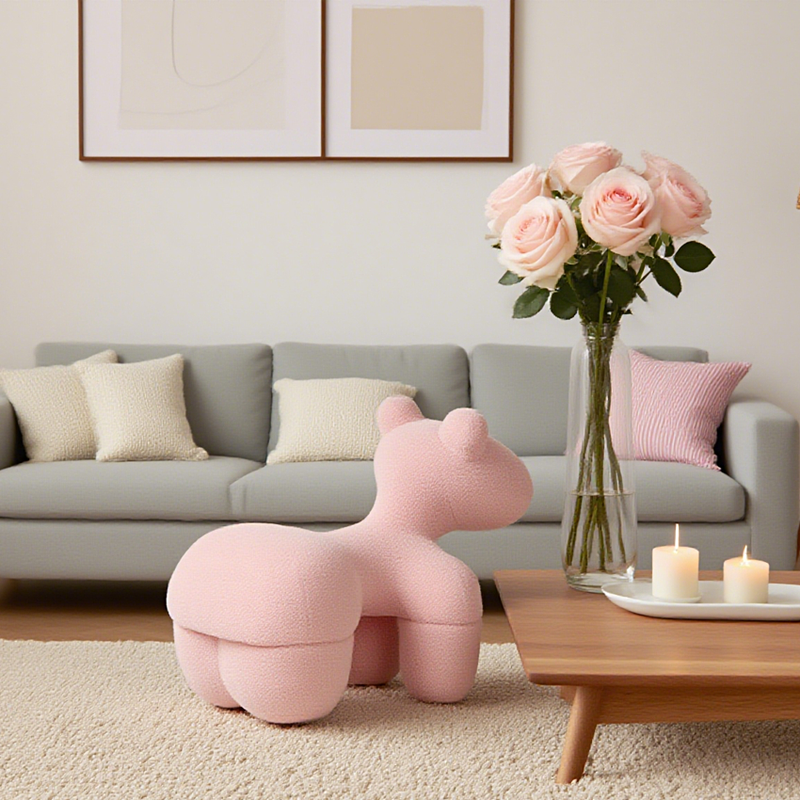 Lamb Stool Chair Pink