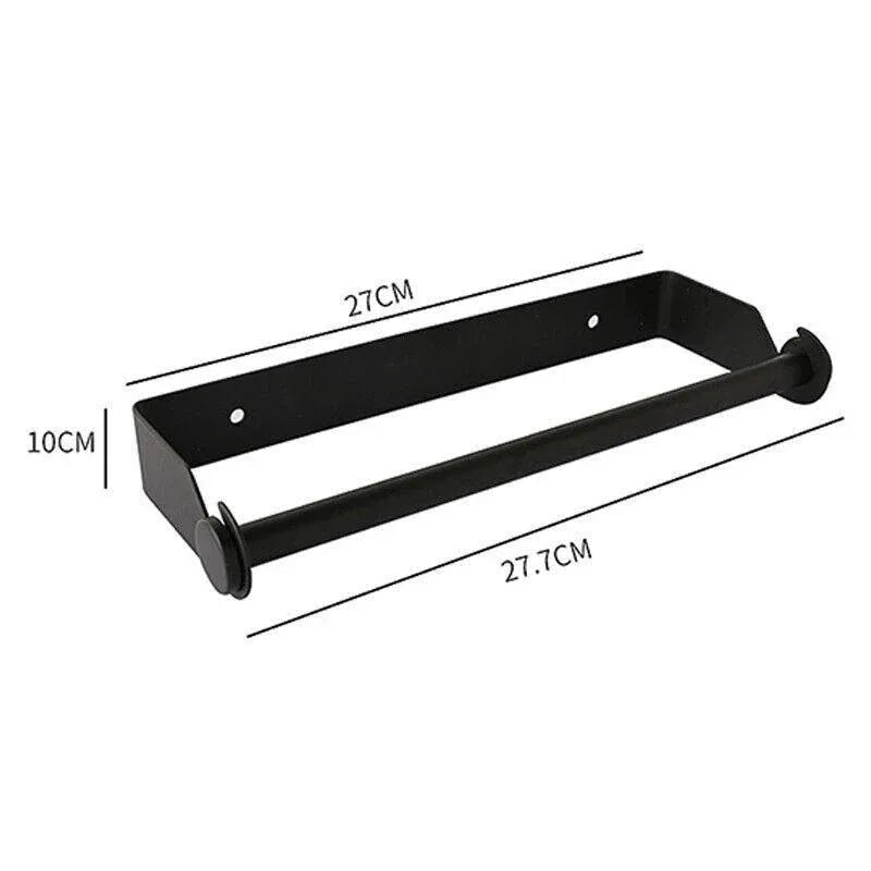 Paper Towel Holder Under Cabinet Wall Mount Stainless Steel Rack Kitchen - Black
