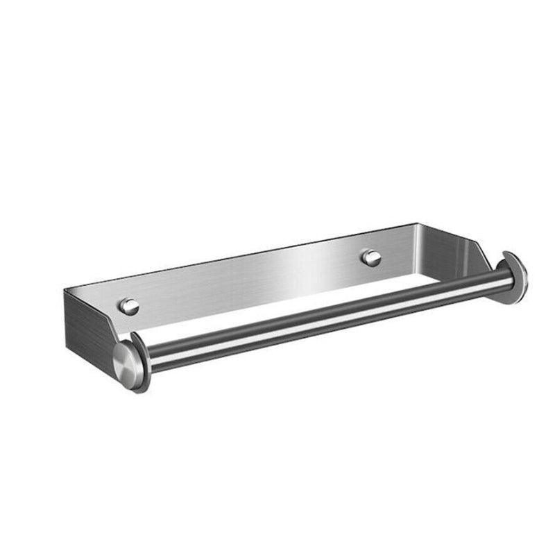 Paper Towel Holder Under Cabinet Wall Mount Stainless Steel Rack Kitchen - Black