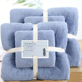 Coral Velvet Towel Set Bath Towels Soft Absorbent Quick Dry Face Hand Cloth Home - Blue