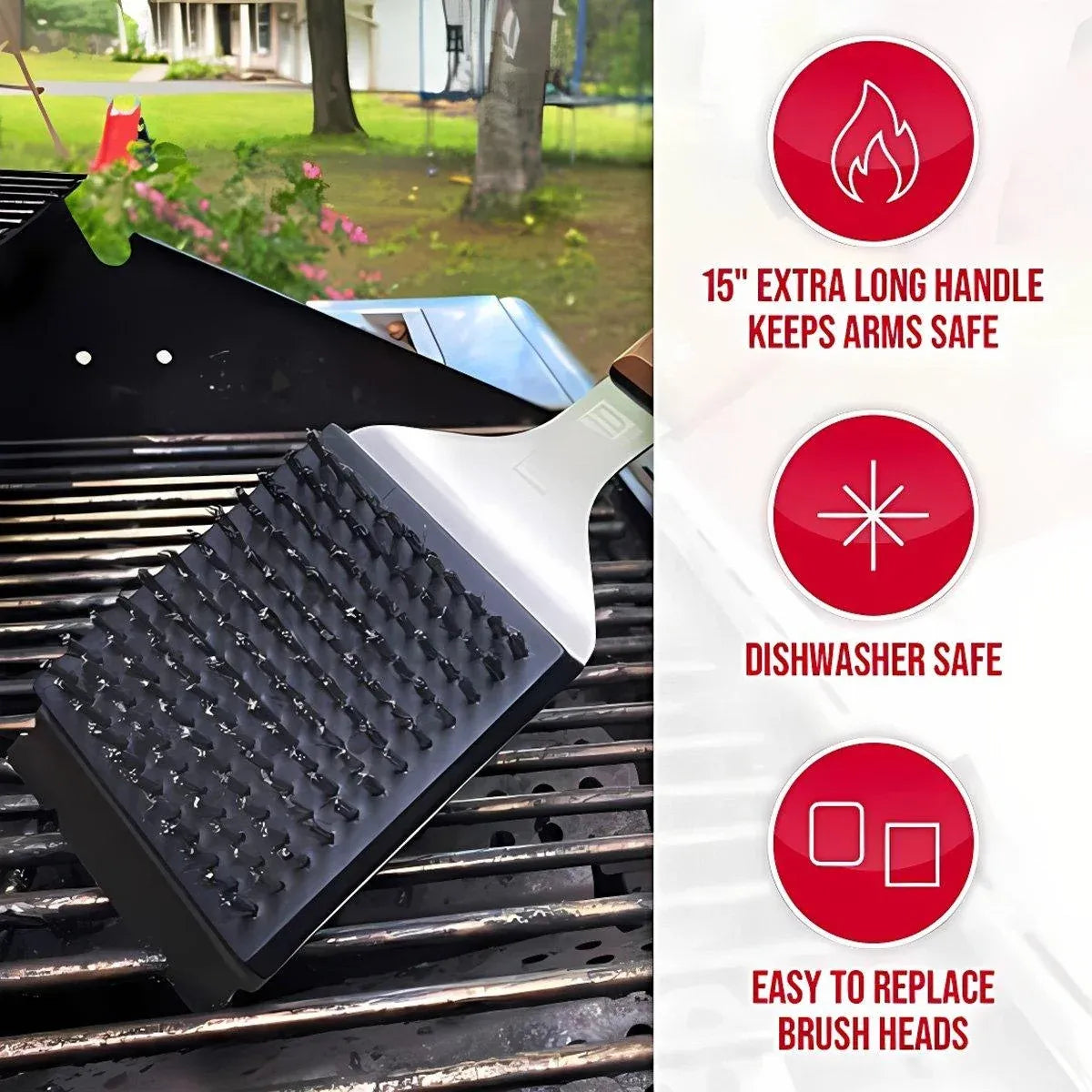 BBQ Grill Cleaning Brush Heavy Duty Wire Scraper for Outdoor Grill Maintenance