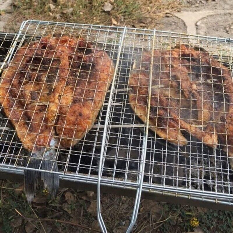 Bbq Fish Grilling Basket Grill Camping Net Meat Vegetable Cooking Kitchen Tool