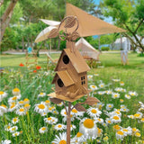 Birdhouse Garden Stakes Outdoor Yard Ornaments for Lawn and Garden Decoration - D
