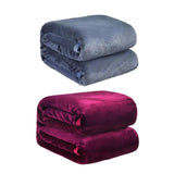 Soft Winter Flannel Blanket for Office Home Lunch Break Warm Cozy Throw Blanket - Grey Blue