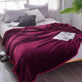 Soft Winter Flannel Blanket for Office Home Lunch Break Warm Cozy Throw Blanket - Wine Red