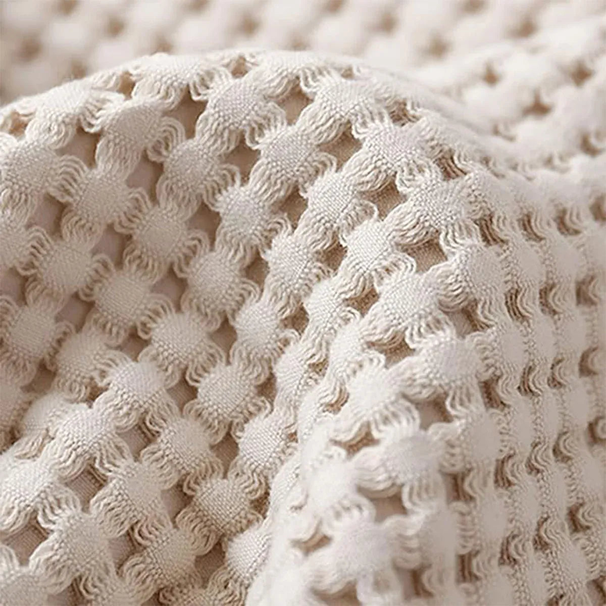 Waffle Sofa Blanket Thin Lightweight Throw Soft Cover Couch Bed Living Room Use - Beige