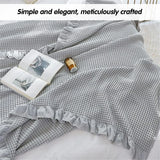 Waffle Sofa Blanket Thin Lightweight Throw Soft Cover Couch Bed Living Room Use - Beige