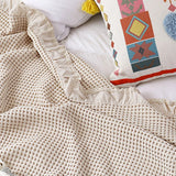 Waffle Sofa Blanket Thin Lightweight Throw Soft Cover Couch Bed Living Room Use - Beige