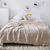 Waffle Sofa Blanket Thin Lightweight Throw Soft Cover Couch Bed Living Room Use - Beige