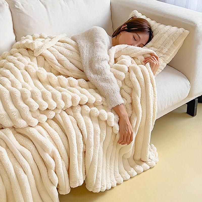 Plush Blanket Leisure Blanket Autumn Winter Warm Nap Throw Soft Cozy - Grey-100x150cm