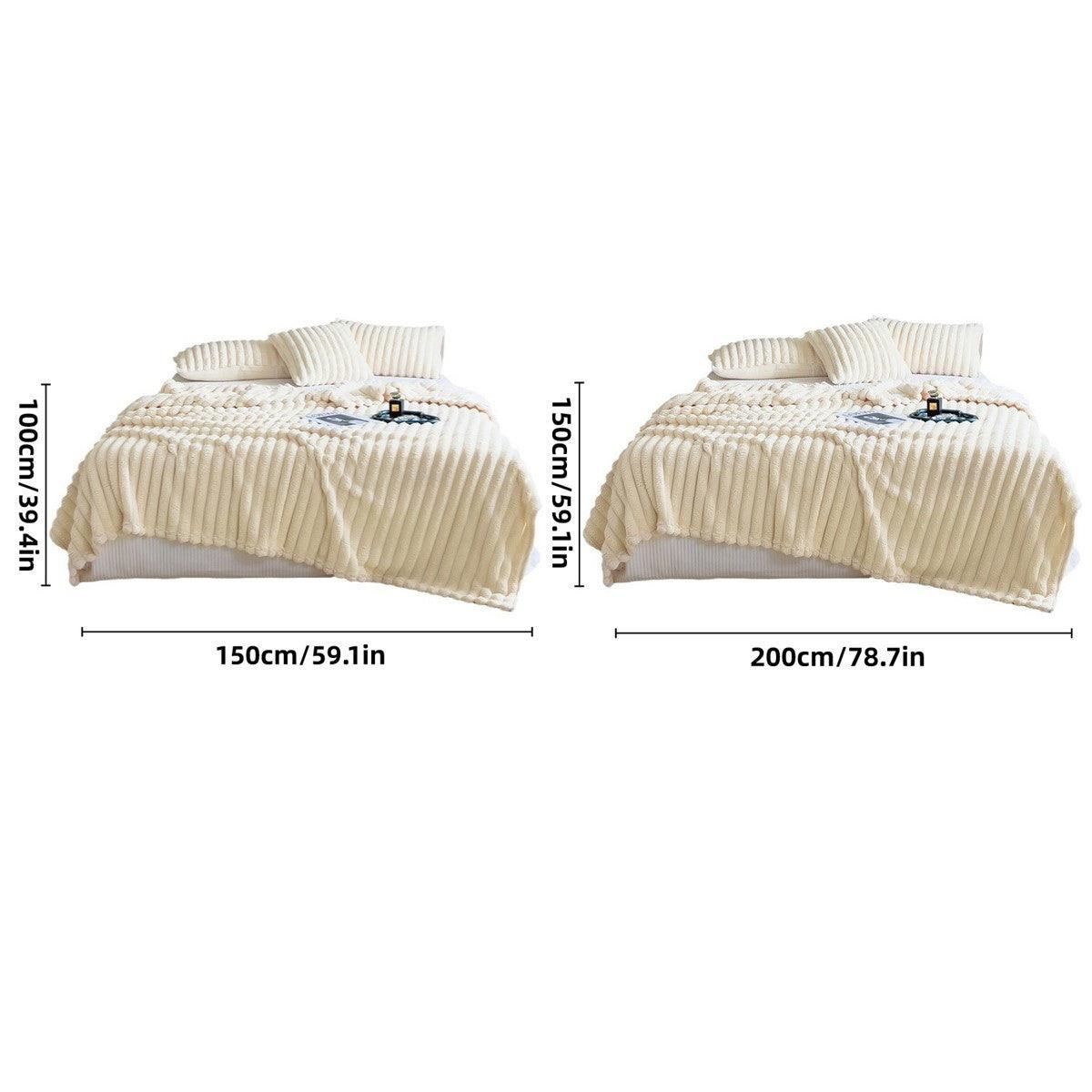 Plush Blanket Leisure Blanket Autumn Winter Warm Nap Throw Soft Cozy - Khaki-100x150cm