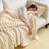 Plush Blanket Leisure Blanket Autumn Winter Warm Nap Throw Soft Cozy - Khaki-100x150cm