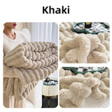 Plush Blanket Leisure Blanket Autumn Winter Warm Nap Throw Soft Cozy - Khaki-100x150cm