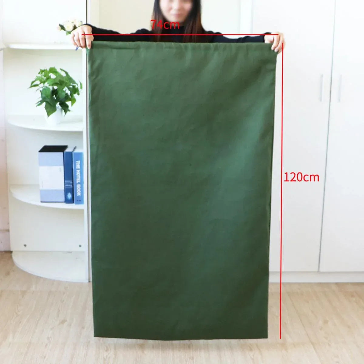 Canvas Drawstring Large Bag Pouch Clothes Craft Storage Laundry - Black-48X80cm