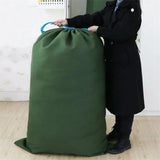 Canvas Drawstring Large Bag Pouch Clothes Craft Storage Laundry - Black-48X80cm