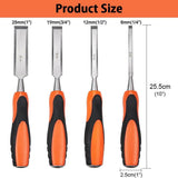 4PCS Woodworking Chisel Set Manual Carving Tools for Wood Craft DIY Projects