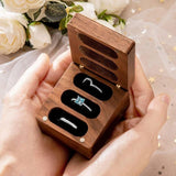 Wooden Ring Jewellery Box High Storage Box with Three Compartments for Rings