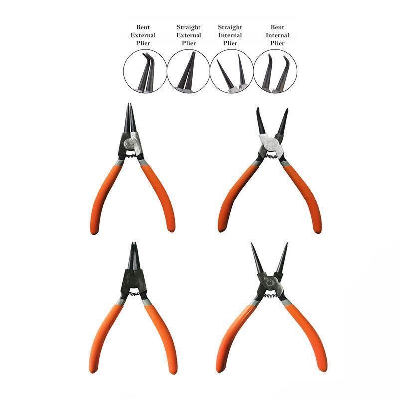 4 Pcs 7inch Circlip Plier Snap Ring Pliers Heavy Duty External Internal With Pouch