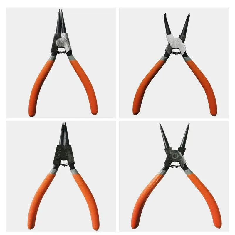 4 Pcs 7inch Circlip Plier Snap Ring Pliers Heavy Duty External Internal With Pouch